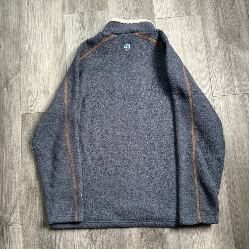Kuhl Mens Alpaca Fleece 1/4 Zip Pullover Size M Navy Sherpa Collar
